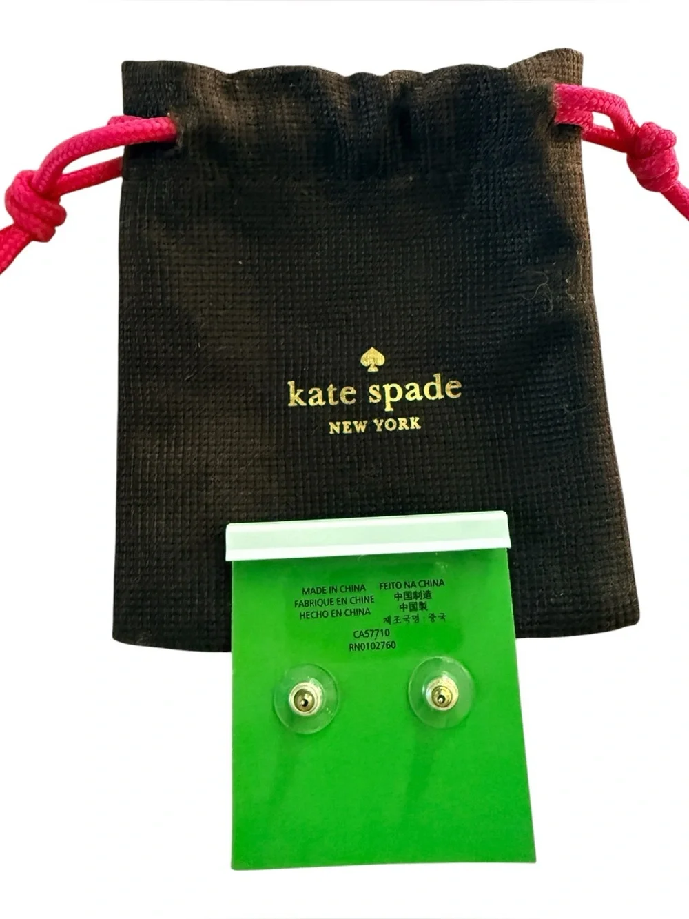 Kate Spade New York Small Square Crystal Stud Earrings Gold
